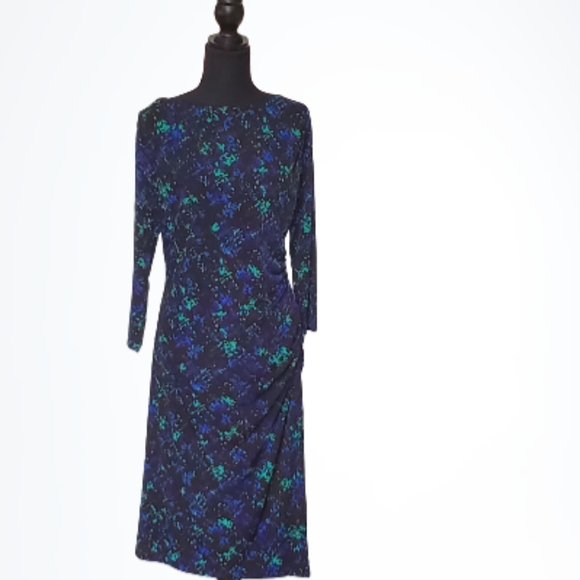 JONES STUDIO SPRING READY BODY-HUGGING MIDI DRESS WITH 3/4 SLEEVES ( SIZE 12) - Picture 2 of 5